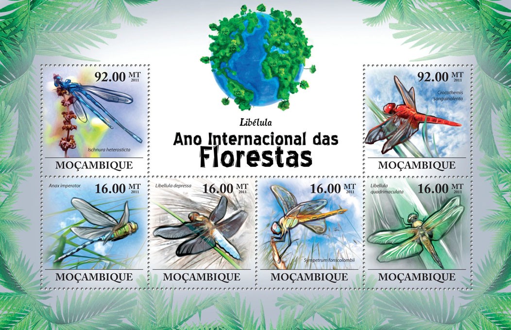 Dragon-fly, (Ischnura heterosticta) - Issue of Mozambique postage Stamps