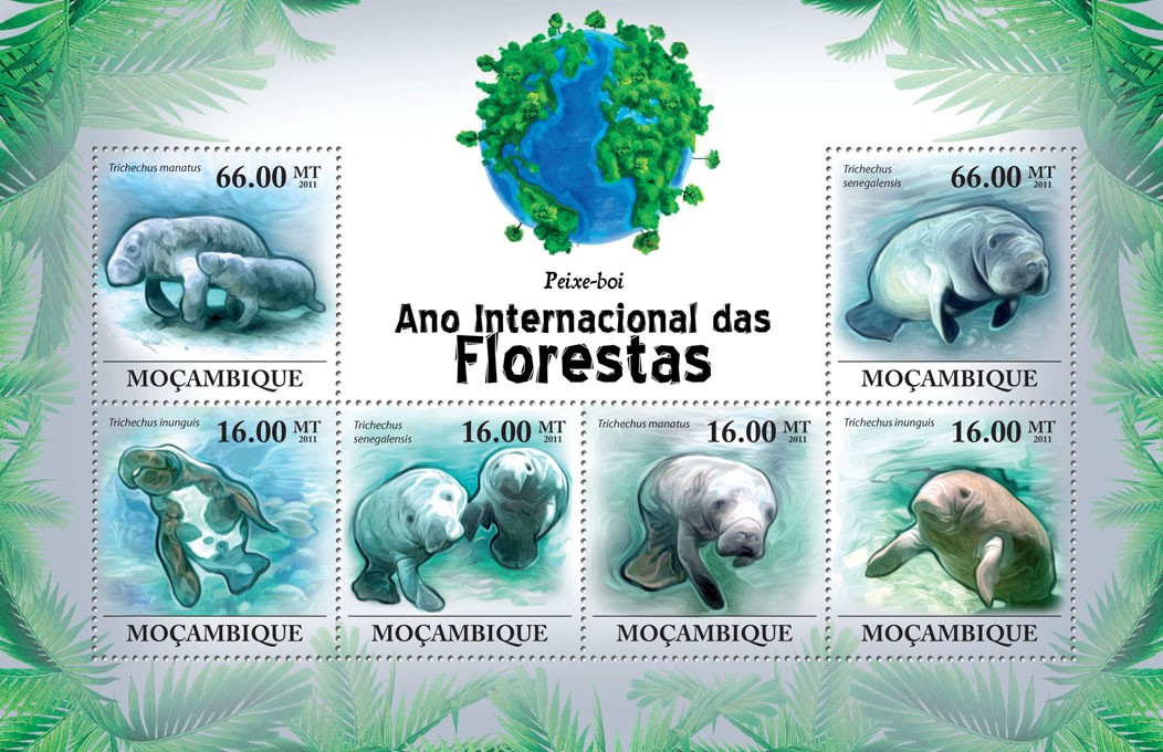 Manatees, (Trichechus manatus) - Issue of Mozambique postage Stamps