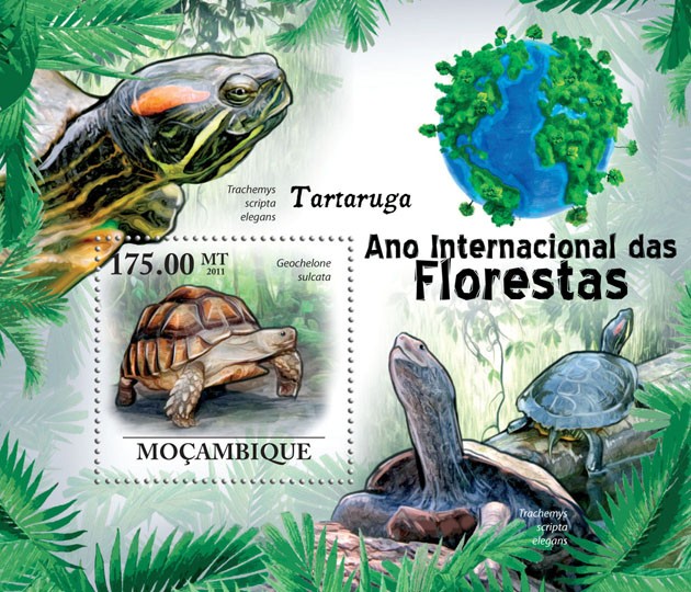 Turtles, (Geochelone sulcata). - Issue of Mozambique postage Stamps