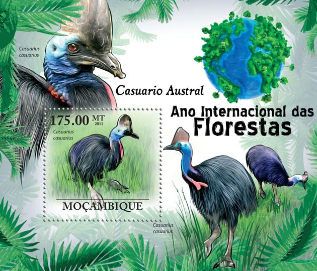 Cassowary (Casuarius casuarius) - Issue of Mozambique postage Stamps