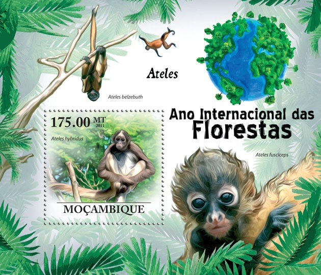 Spider monkey (Ateles hybridus) - Issue of Mozambique postage Stamps
