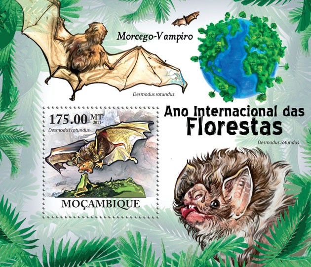 Vampire bat (Desmodus rotundus) - Issue of Mozambique postage Stamps