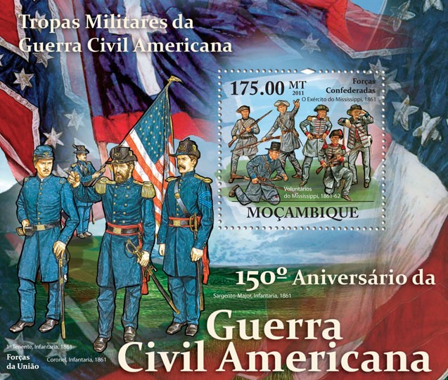 150th Anniversary of American Civil War. - Issue of Mozambique postage Stamps