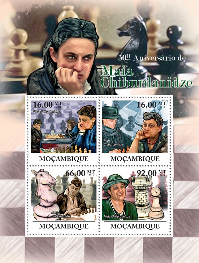 50th Anniversary of Maia Chiburdanidze, Chess. - Issue of Mozambique postage Stamps