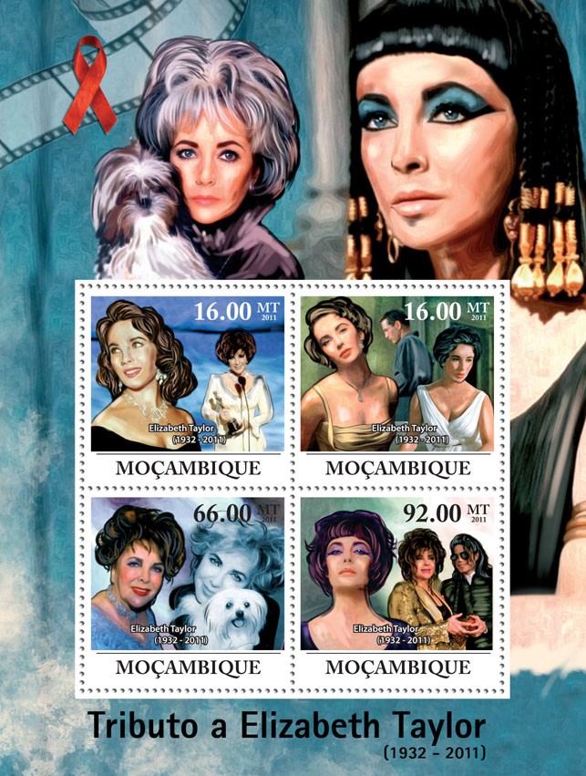 Tribute to Elizabeth Taylor, (1932-2011). - Issue of Mozambique postage Stamps