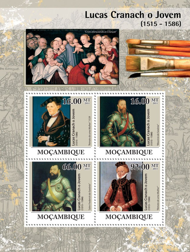 Lucas Cranach the Younger (1515-1586), Paintings. - Issue of Mozambique postage Stamps