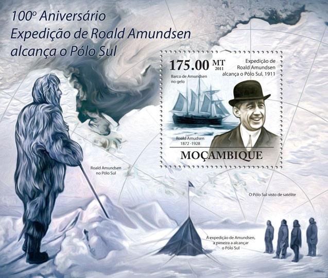 100th Anniversary of Roald Amundsen Expedition Reached the South Pole. - Issue of Mozambique postage Stamps