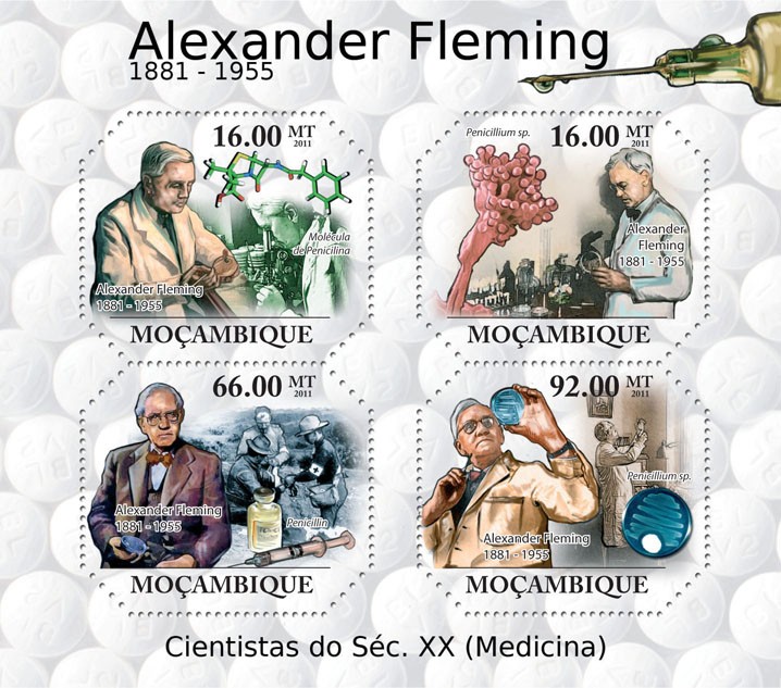 Alexander Fleming ( 1881 - 1955 ), Medicine. - Issue of Mozambique postage Stamps