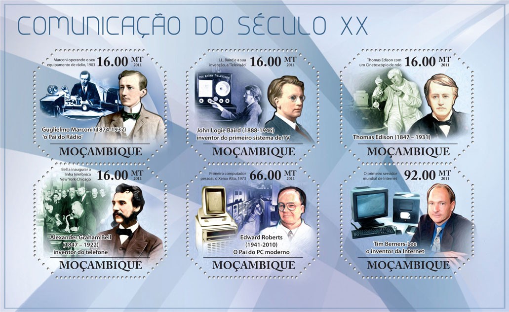 Communication of XX Century. - Issue of Mozambique postage Stamps