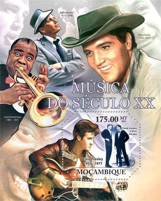 Music of XX Century I, ( Elvis Presley ). - Issue of Mozambique postage Stamps