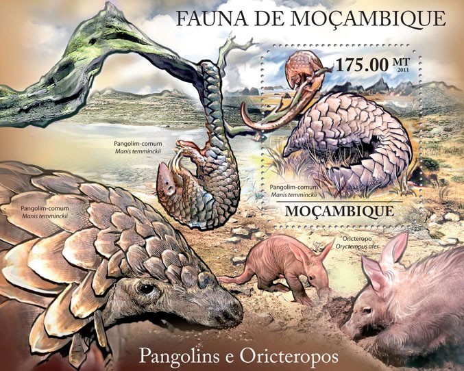 Pangolins & Aardvarks, (Manis temminckii). - Issue of Mozambique postage Stamps