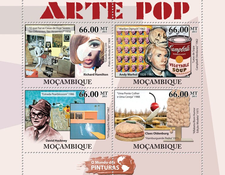 Pop Art, (Richard Hamilton, Claes Oldenburg). - Issue of Mozambique postage Stamps