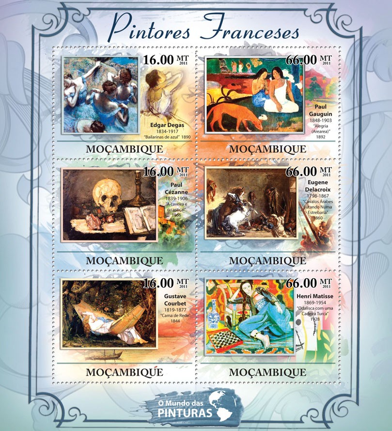 French Paintings, (Edgar Degas, Henri Matisse). - Issue of Mozambique postage Stamps