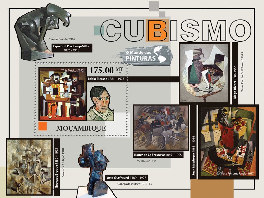 Cubism - Issue of Mozambique postage Stamps