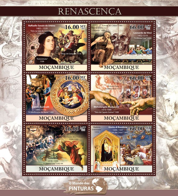 Renaissance, (Raffaello Sanzio, Giotto di Bondone). - Issue of Mozambique postage Stamps