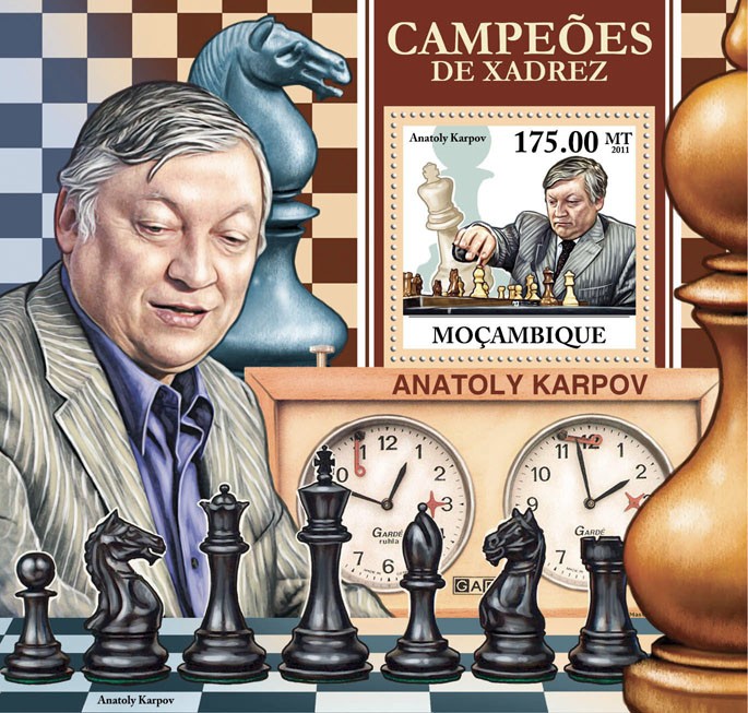 Chess Chapions, (Anatoly Karpov). - Issue of Mozambique postage Stamps
