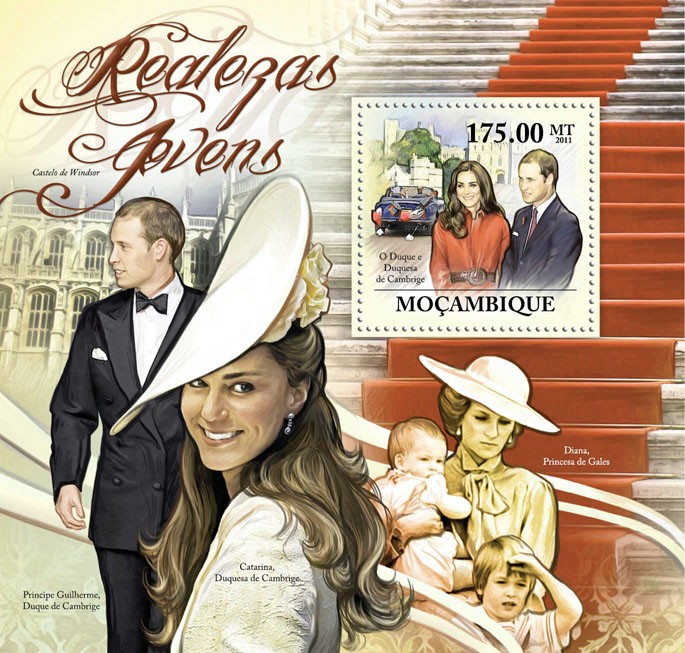 Young Royals, Prince William & Katherine Middleton. - Issue of Mozambique postage Stamps