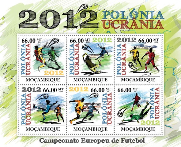 European Football Championship 2012,  Poland & Ukraine. - Issue of Mozambique postage Stamps