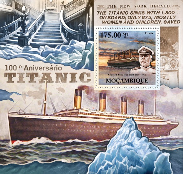 100th Anniversary of Titanic. - Issue of Mozambique postage Stamps