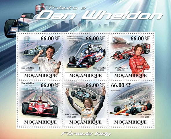 Tribute to Dan Wheldon, (1978-2011), Formula Indy. - Issue of Mozambique postage Stamps