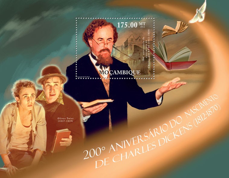 Charles Dickens, (1812-1870), 200th Anniversary of Birth. - Issue of Mozambique postage Stamps