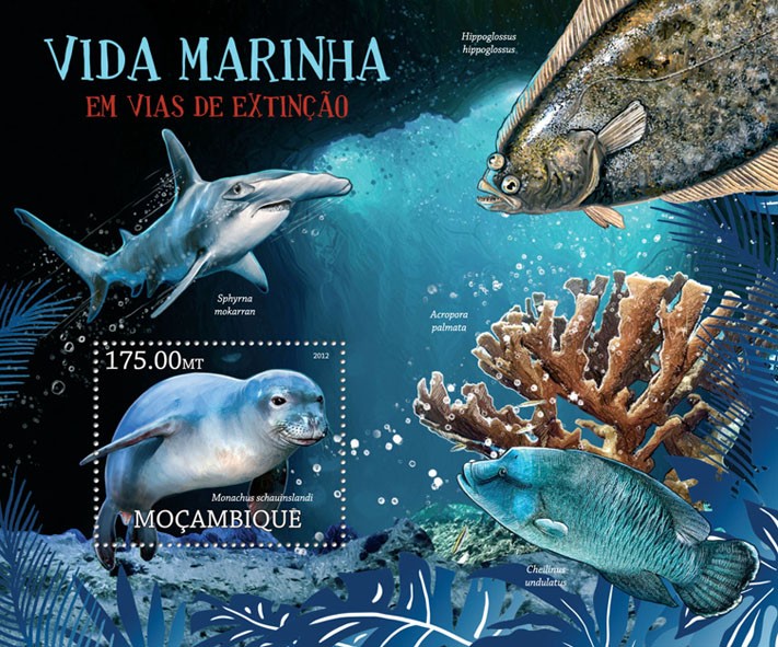 Marine Life - Issue of Mozambique postage Stamps