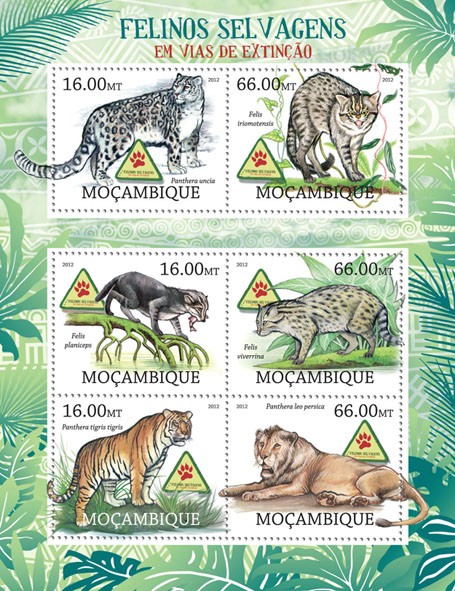 Wild Cats - Issue of Mozambique postage Stamps