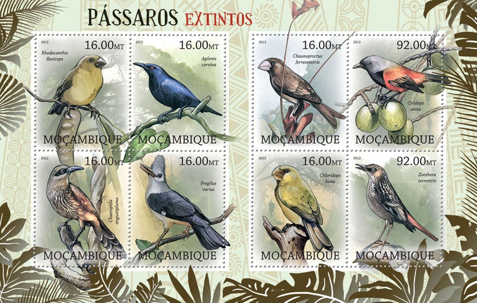 Birds - Issue of Mozambique postage Stamps