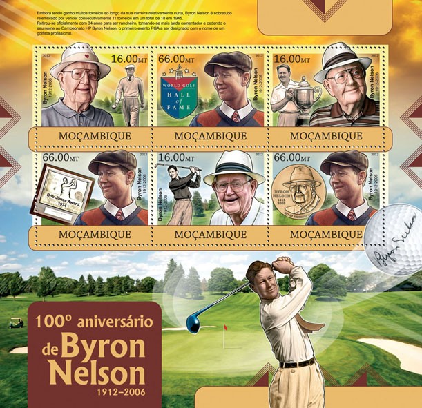 Byron Nelson - Issue of Mozambique postage Stamps