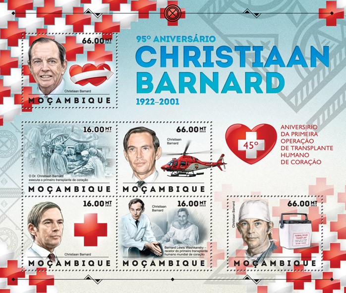 Christiaan Barnard - Issue of Mozambique postage Stamps