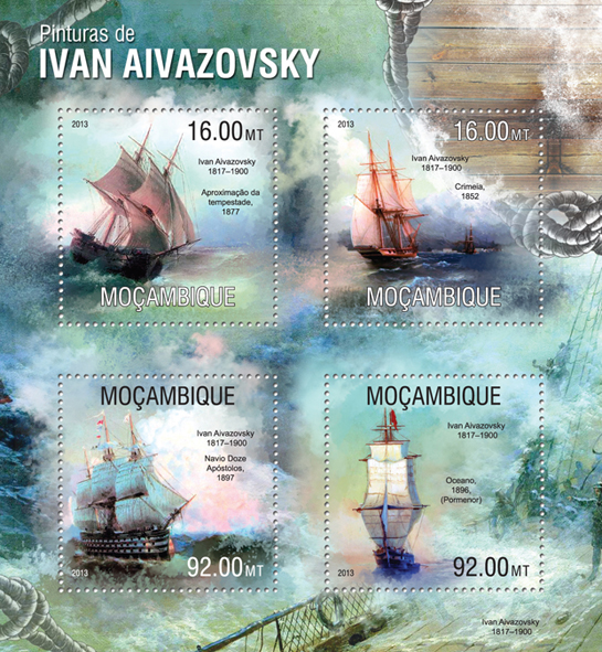 Ivan Aivazovsky - Issue of Mozambique postage Stamps