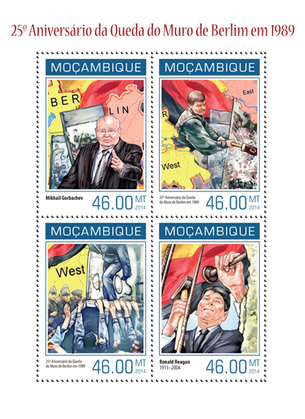 The Berlin Wall - Issue of Mozambique postage Stamps