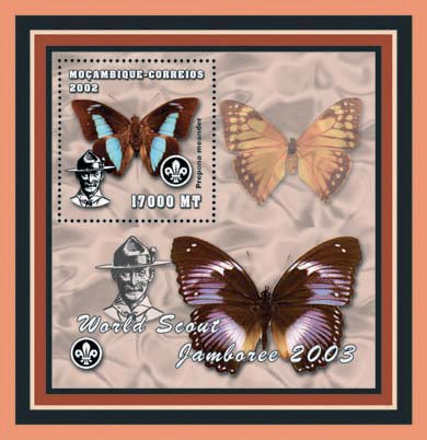Scouts - Butterflies 17000 MT - Issue of Mozambique postage Stamps