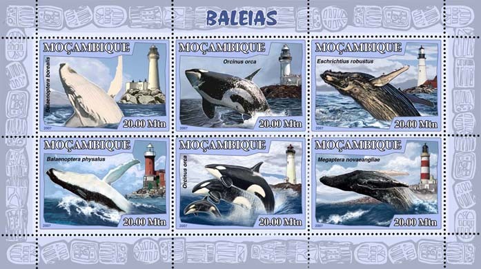 WHALES+LIGHTHOUSES - Issue of Mozambique postage Stamps