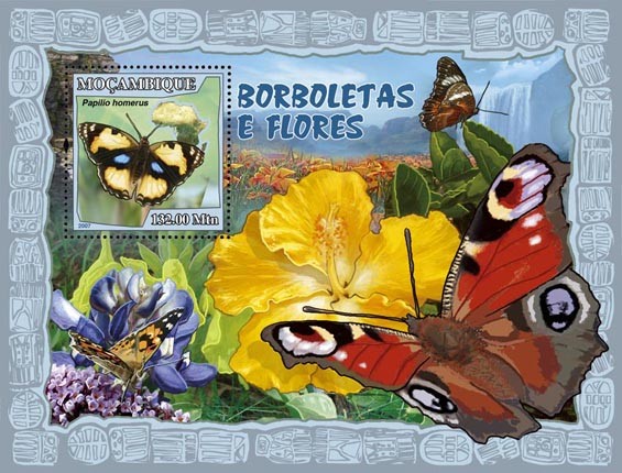 BUTTERFLIES + FLOWERS - Issue of Mozambique postage Stamps