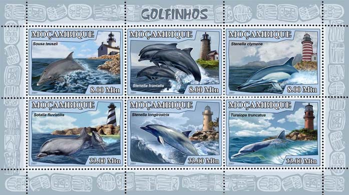 DOLPHINS + LIGHTHOUSES - Issue of Mozambique postage Stamps