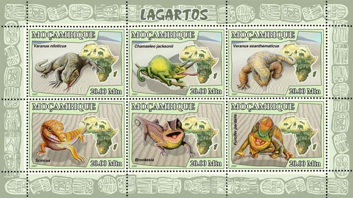 LIZARDS - Issue of Mozambique postage Stamps