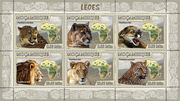LIONS - Issue of Mozambique postage Stamps