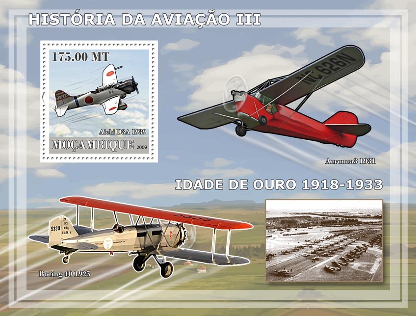 History of Aviation III / Era of 1918-1933 - Issue of Mozambique postage Stamps