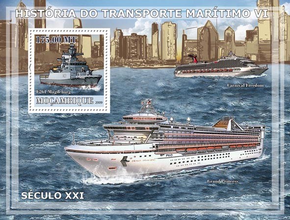 History of Sea Transport VI / XXI Century Ships - Issue of Mozambique postage Stamps