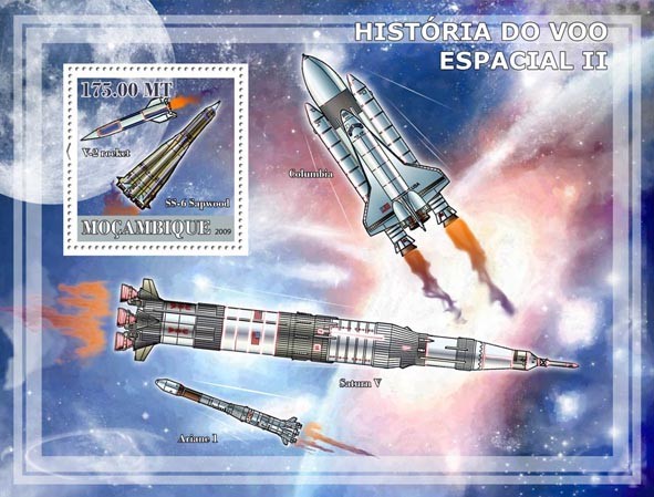 History of Space Flight II / Rockets&Space Planes - Issue of Mozambique postage Stamps