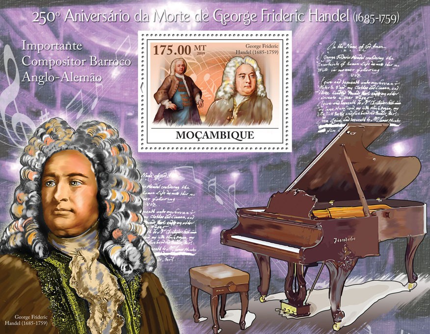 250th  Anniversary of Death of George Frideric Handel (1685-1759) - Issue of Mozambique postage Stamps