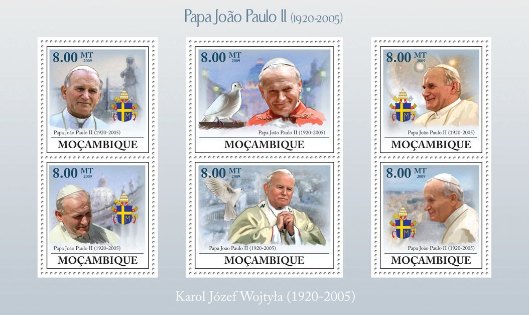 Pope John Paul II (1920-2005) - Issue of Mozambique postage Stamps