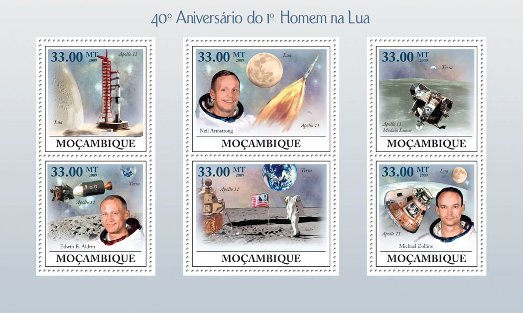 40th Anniversary of the First Man on the Moon, Space - Issue of Mozambique postage Stamps