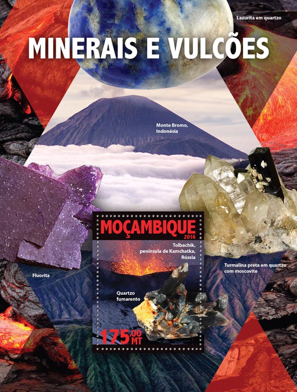 Minerals and volcanoes - Issue of Mozambique postage Stamps