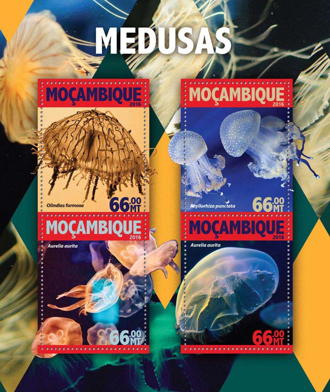 Jellyfish - Issue of Mozambique postage Stamps