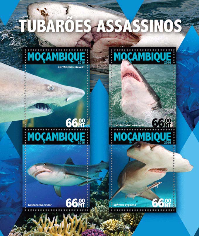 Killer sharks - Issue of Mozambique postage Stamps