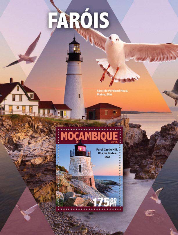 Lighthouses - Issue of Mozambique postage Stamps