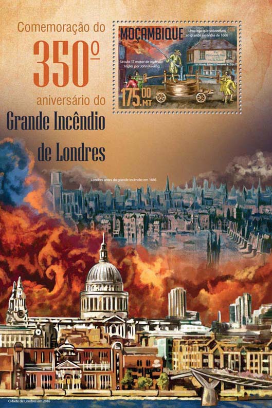 Fire of London - Issue of Mozambique postage Stamps