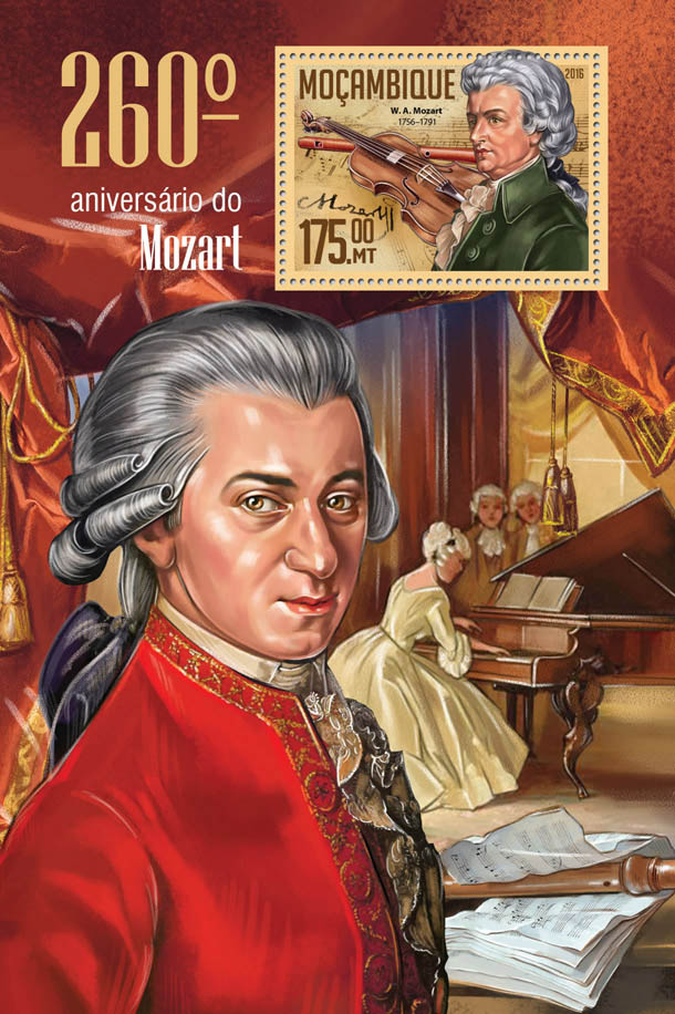 Mozart - Issue of Mozambique postage Stamps